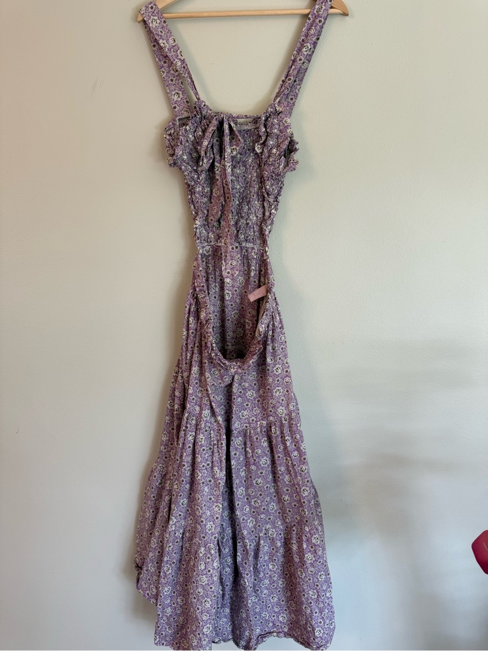 Sea New York Ida Floral Smocked Prairie Midi Dress Lilac Large - Picture 6 of 11